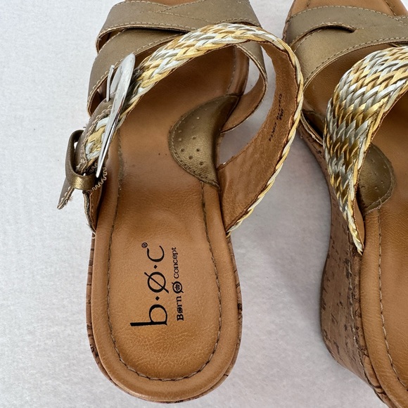 b.o.c Born Concept Jonna Gold Sunbronze Wedge Slide Sandle Size 9M - Picture 6 of 14